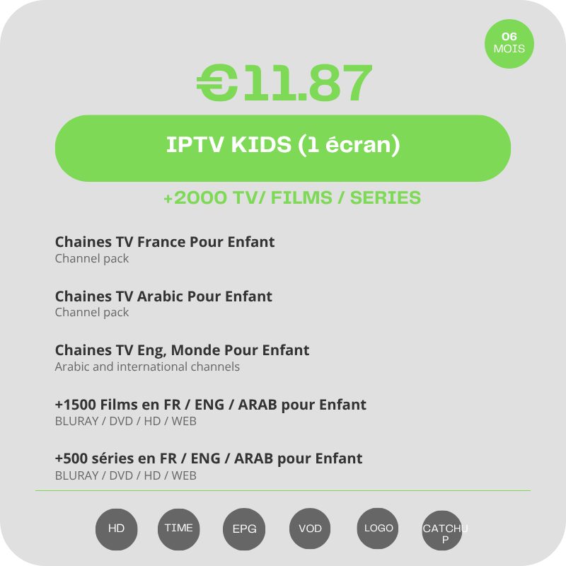 Abonnement IPTV Kids 1 an Abonnement IPTV Kids 1 an