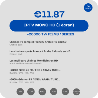 Abonnement IPTV Mono Vip HD 6 mois tunisie